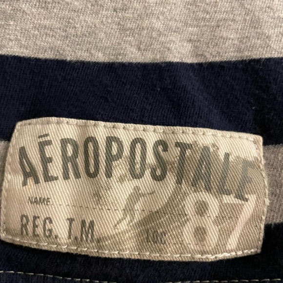 Aeropostale Men’s Large blue and gray striped polo - Picture 5 of 5